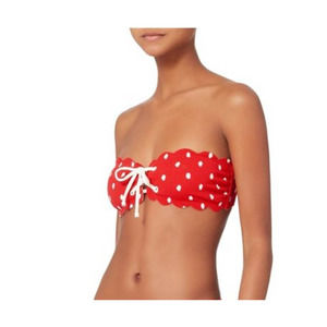 Marysia Riviera Bikini Swim Top Strapless Red White Dot Print Size Large NEW